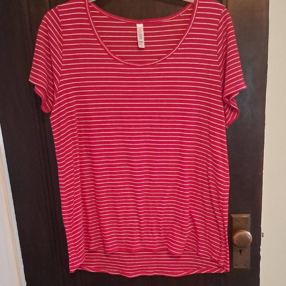 Lularoe Red Striped Perfect T